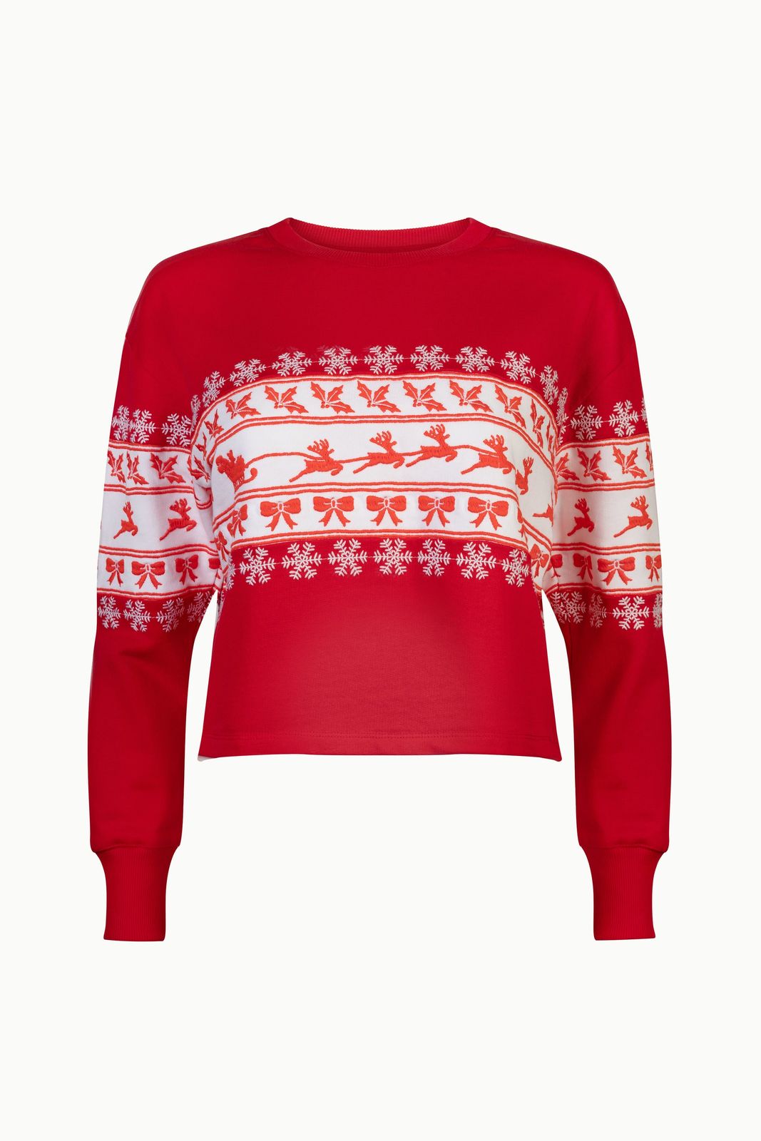 The "Santa's Coming to Town" Embroidered Cropped Sweatshirt