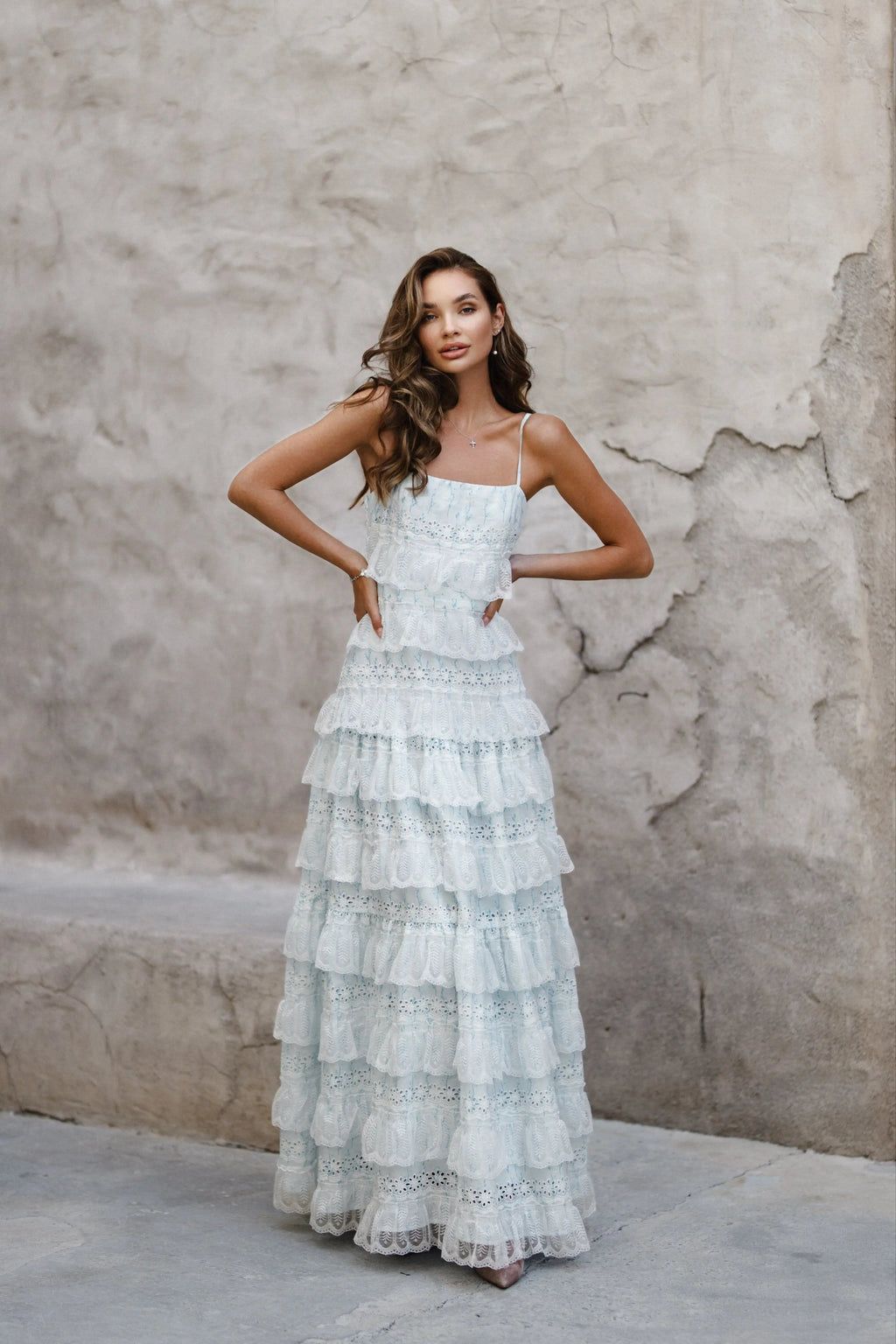 LOVETTE MAXI LACE DRESS BLUE