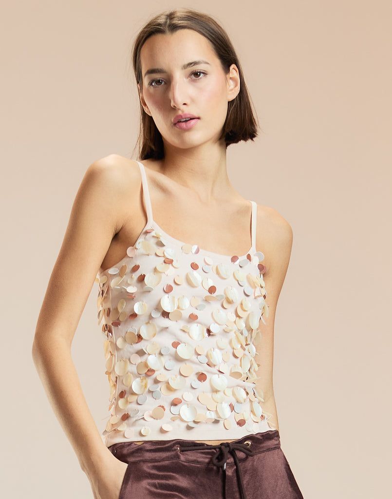 Shellona Paillette Mesh Tank