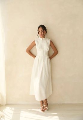 KNIGHTSBRIDGE WHITE ZIP DRESS