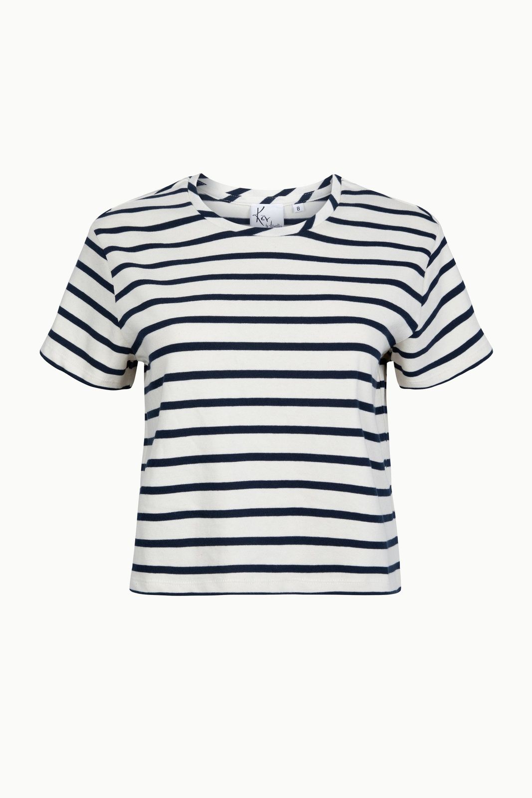 The Box Navy Striped T-shirt made from Deadstock Fabrics