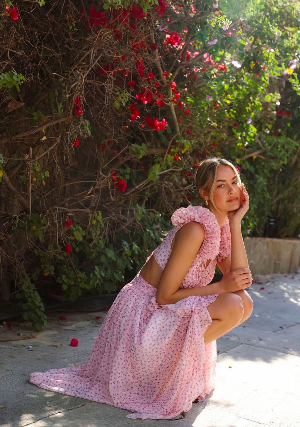 CASSINI MAXI DRESS DITSY PINK