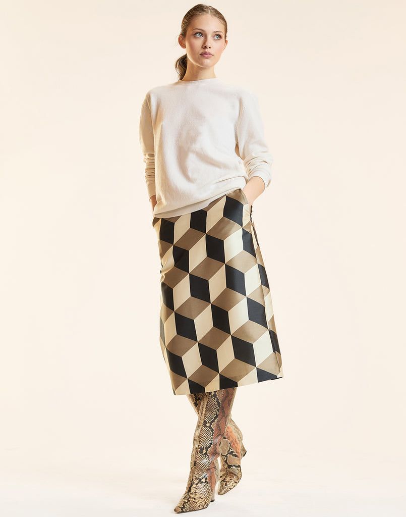 Art Deco Silk Wool Skirt