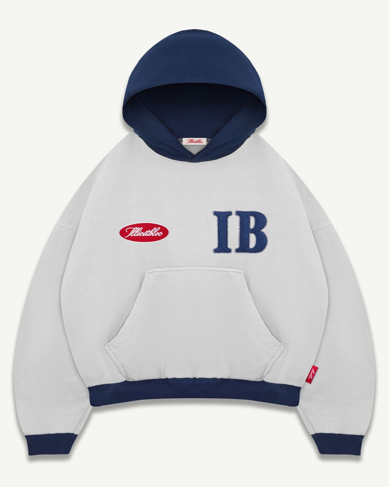 TWO TONE SPELLOUT IRONWEAVE™ HOODIE - POWDER GREY/NAVY