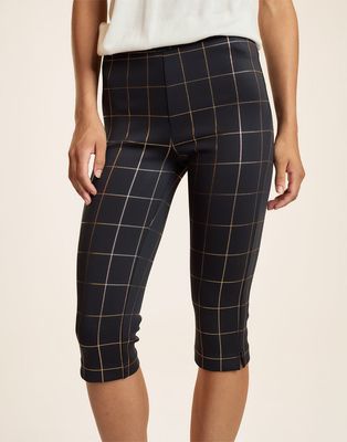 Gold Windowpane Bonded Capris